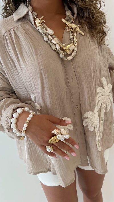 Palm Blouse Taupe - Afbeelding 2