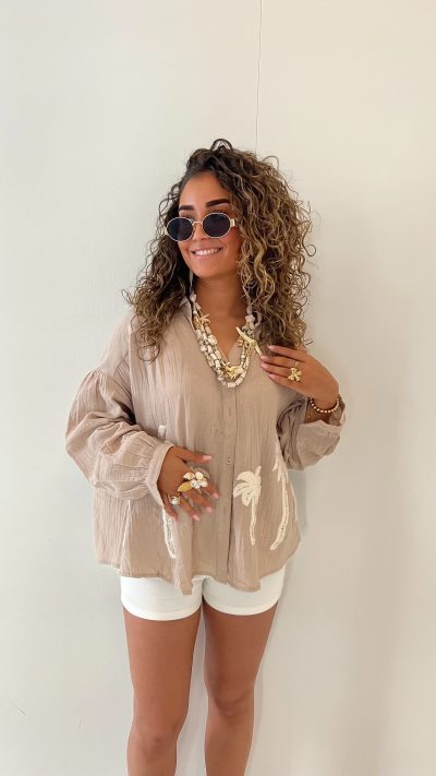 Palm Blouse Taupe - Afbeelding 6