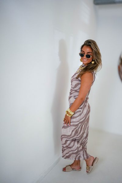 Bibi Zebra Dress Beige - Afbeelding 2