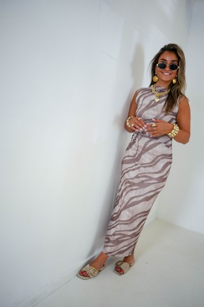 Bibi Zebra Dress Beige