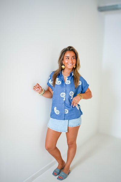 Celia Blouse Blue - Afbeelding 3