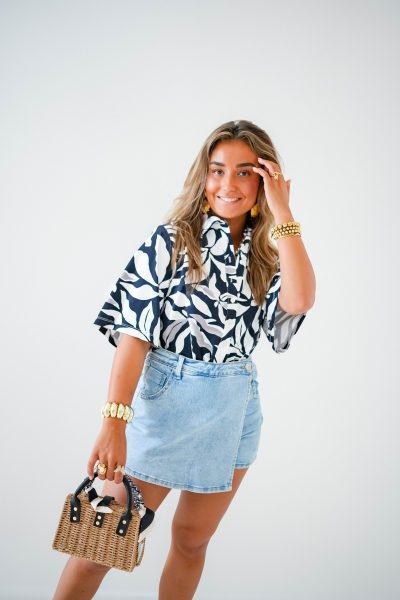 Mi Piace Travel Blouse Flower Print D.Blue - Afbeelding 5