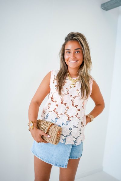 Ella Embroidery Top Pink