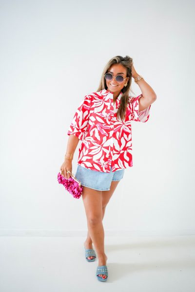 Mi Piace Travel Blouse Flower Print Red - Afbeelding 7