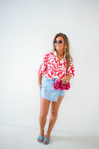 Mi Piace Travel Blouse Flower Print Red - Afbeelding 2