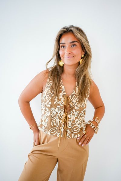 Sadae Strik Gilet Camel - Afbeelding 4