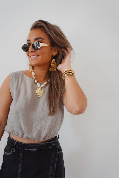 Top Polly Linen Taupe
