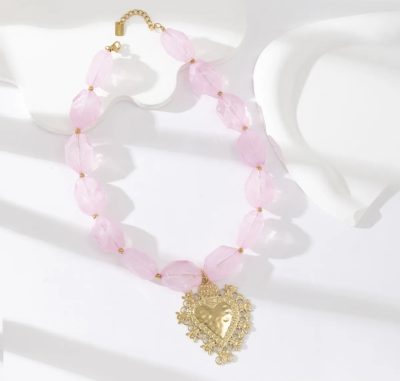 Heart Necklace Pink