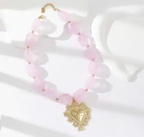 Heart Necklace Pink