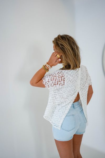 Macey Flower Top White - Afbeelding 6