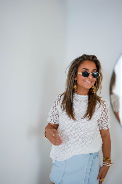 Macey Flower Top White - Afbeelding 8