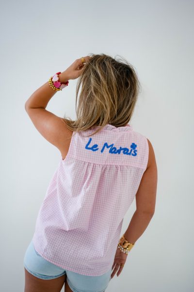 Le Marais Checkered Blouse Pink
