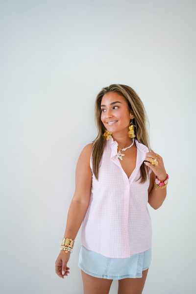 Le Marais Checkered Blouse Pink - Afbeelding 3