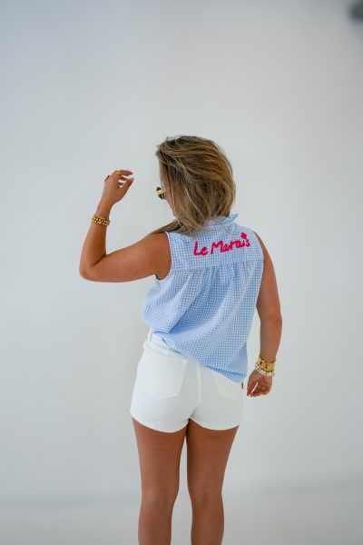 Le Marais Checkered Blouse Blue