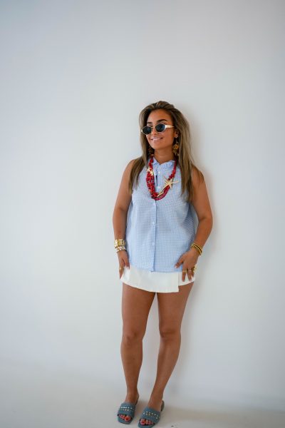 Le Marais Checkered Blouse Blue - Afbeelding 5