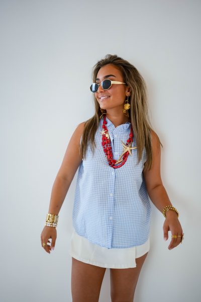 Le Marais Checkered Blouse Blue - Afbeelding 7