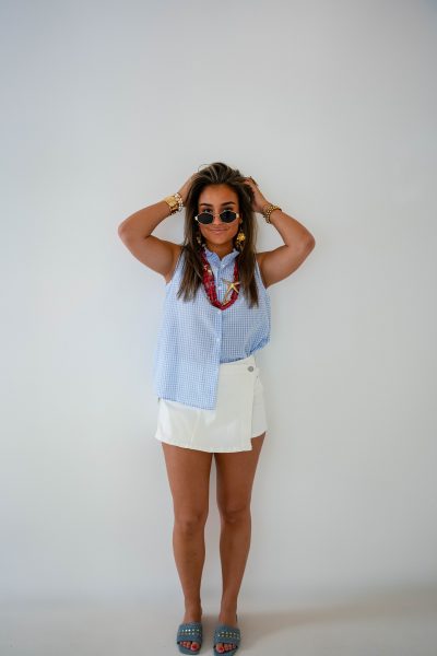 Le Marais Checkered Blouse Blue - Afbeelding 3