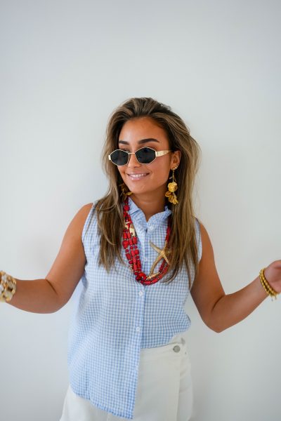 Le Marais Checkered Blouse Blue - Afbeelding 2