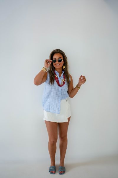 Le Marais Checkered Blouse Blue - Afbeelding 8