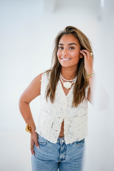 Feye Flower Gilet Creme
