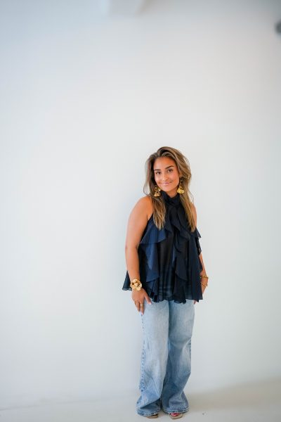 Ruffle Top Navy - Afbeelding 2