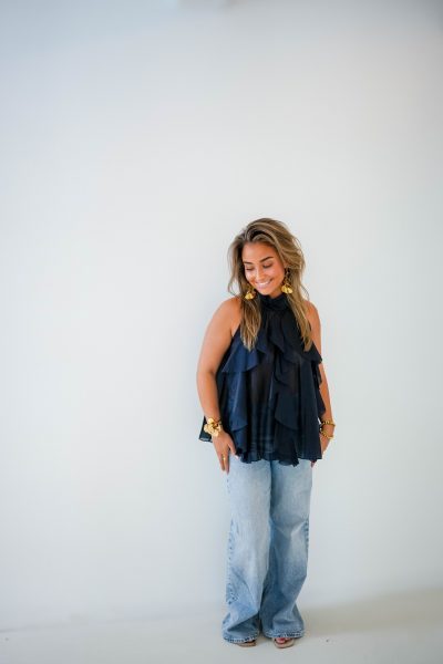 Ruffle Top Navy - Afbeelding 4