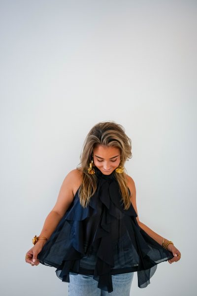 Ruffle Top Navy - Afbeelding 3