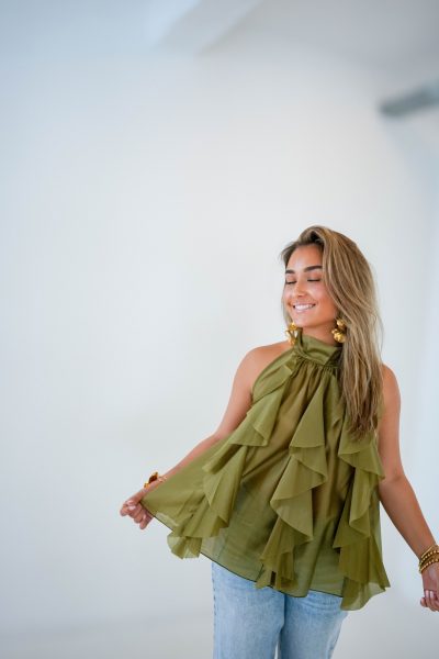Ruffle Top Olive - Afbeelding 3