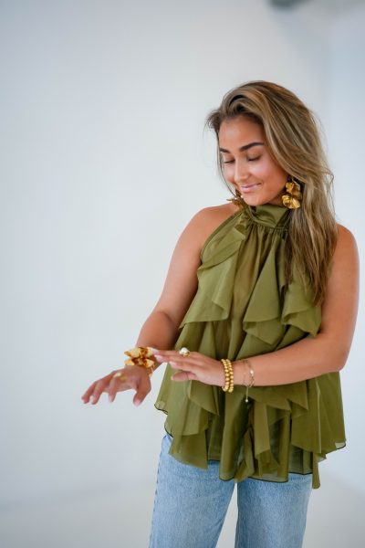 Ruffle Top Olive - Afbeelding 2