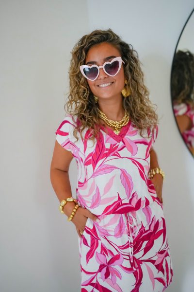 Lya Leaf Dress Pink - Afbeelding 2