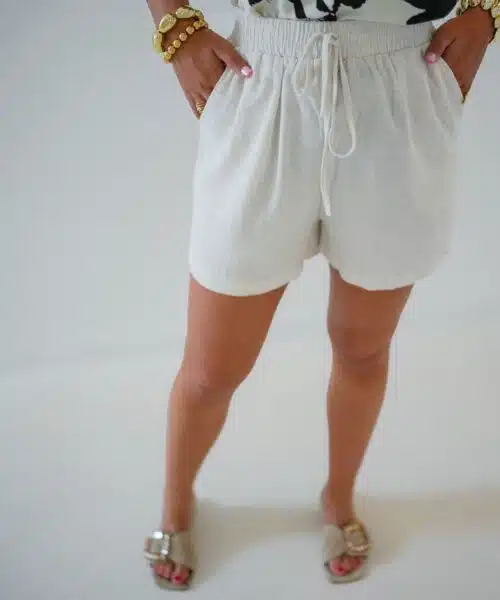 Alternative view of Linnen Short Beige
