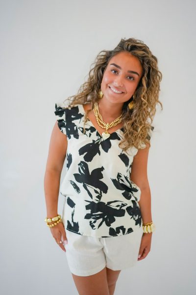 Jenny Top Black White Print - Afbeelding 2
