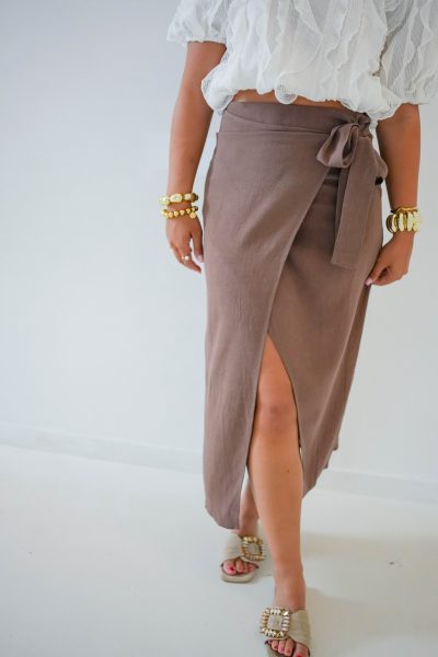 Linnen Skirt Brown - Afbeelding 2