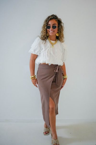 Linnen Skirt Brown - Afbeelding 3
