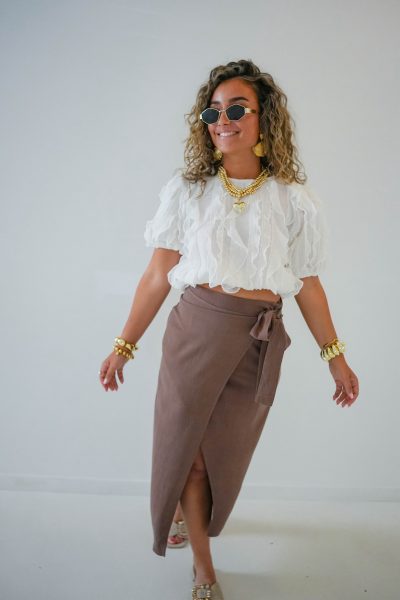 Linnen Skirt Brown - Afbeelding 4