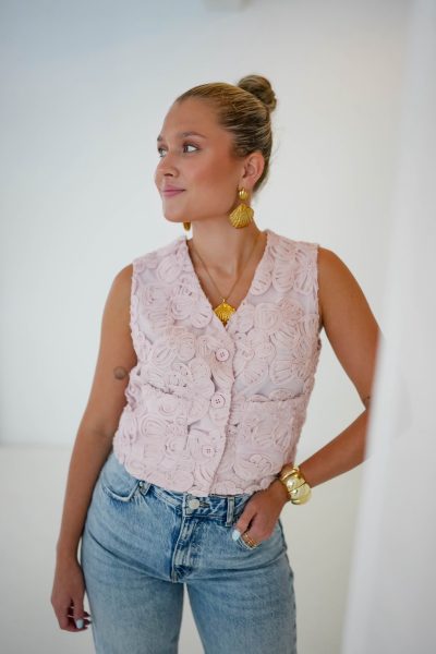 Feye Flower Gilet Pink - Afbeelding 2