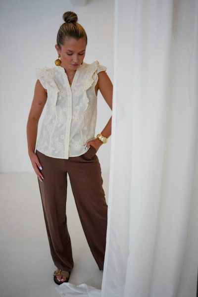 Fifi Embroidery Top Beige - Afbeelding 2