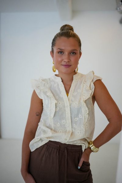 Fifi Embroidery Top Beige - Afbeelding 5