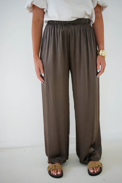 Yeda Satin Pants Brown - Afbeelding 4