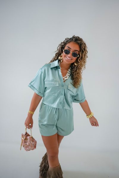 Satin Set Saliegroen - Afbeelding 2