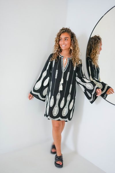 Maia Embroidery Dress Black - Afbeelding 6