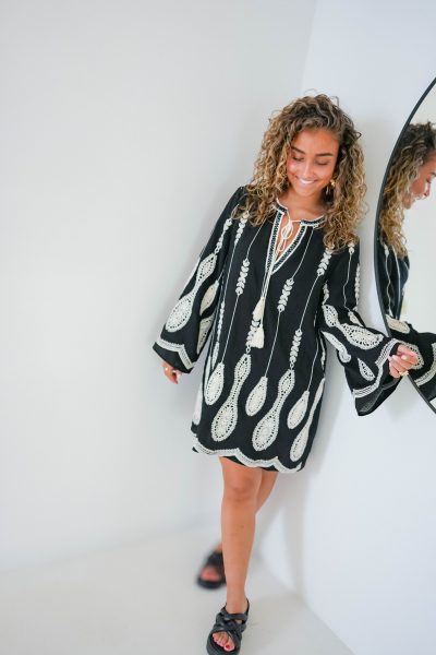 Maia Embroidery Dress Black