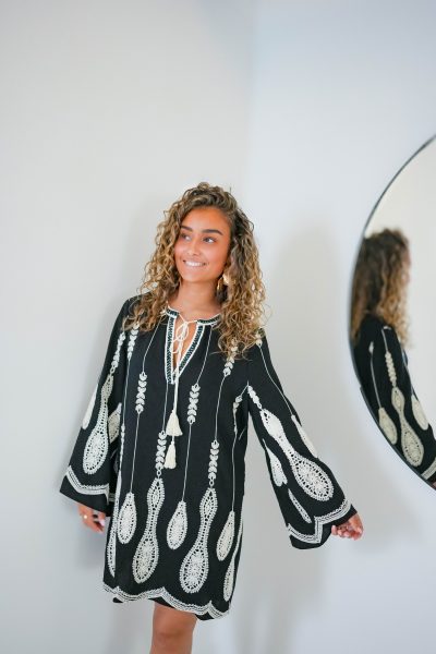 Maia Embroidery Dress Black - Afbeelding 3