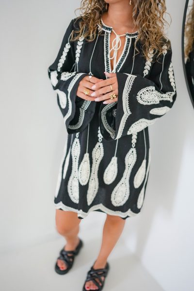 Maia Embroidery Dress Black - Afbeelding 2