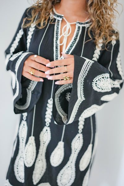 Maia Embroidery Dress Black - Afbeelding 7