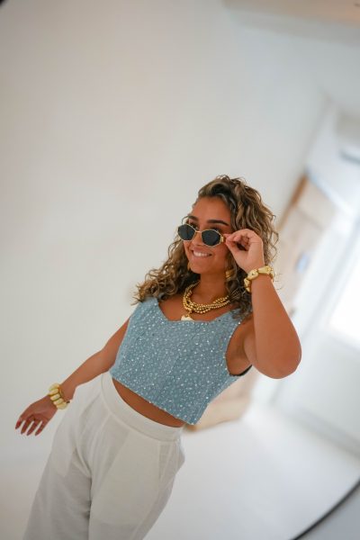 Pailletten Top Denim Blue - Afbeelding 2