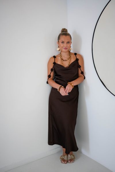 Loriane Dress Flower Brown - Afbeelding 5