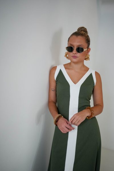 Lori Dress Green White - Afbeelding 4