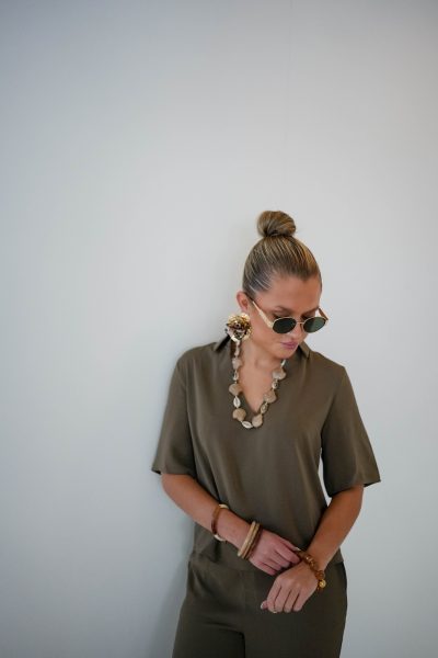 Ozlem Blouse Khaki - Afbeelding 4