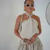 Halter Playsuit Beige